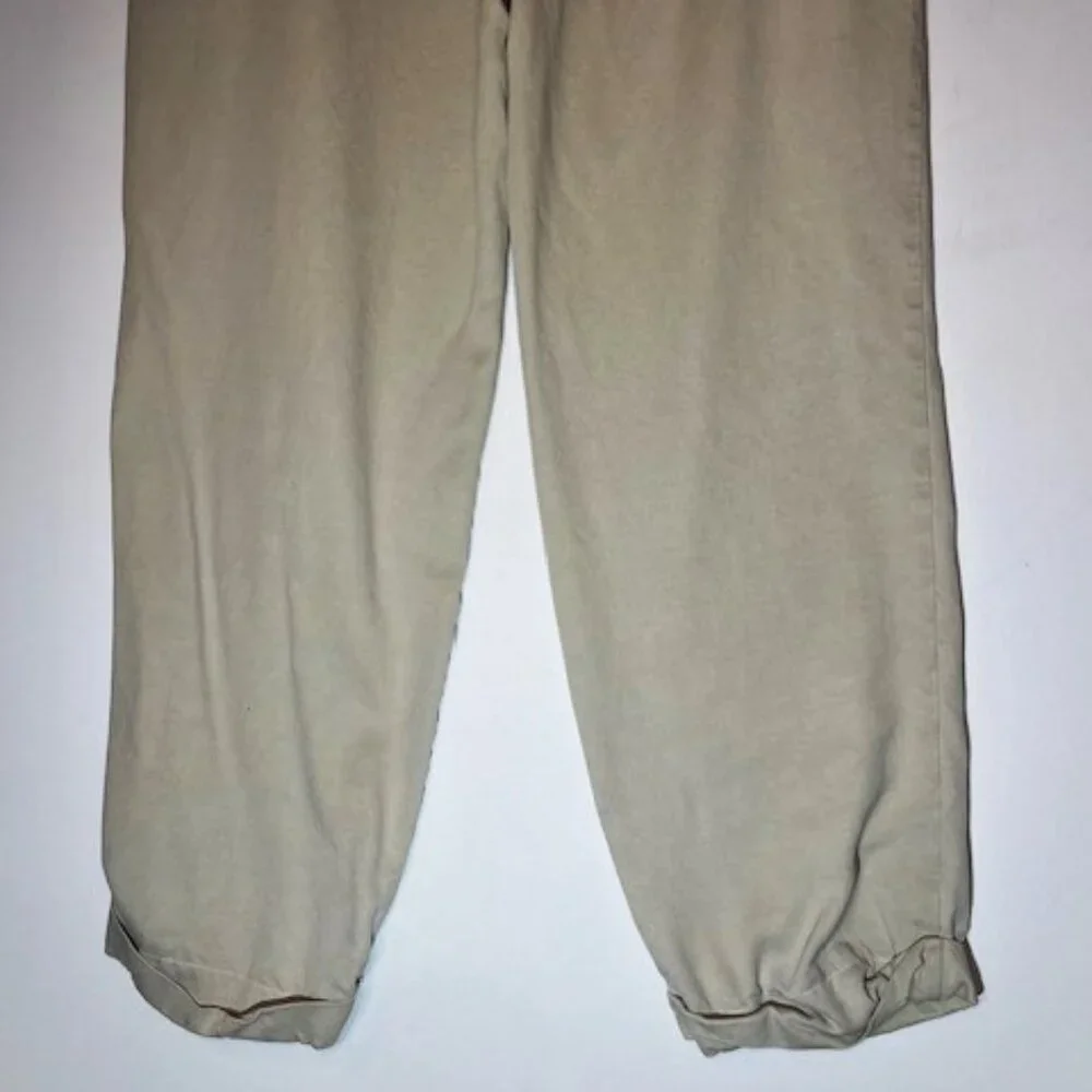 Tommy Bahama Men's Khaki Pleated Soft Beach 100% Silk Trouser Pants Sz W 36 L 34